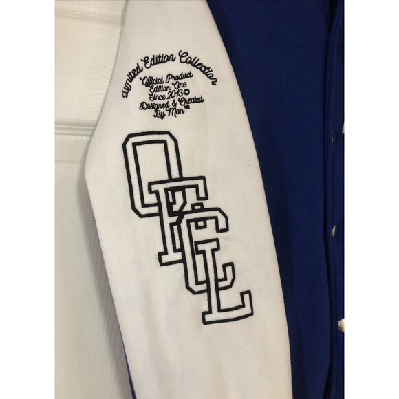 BOOHOOMAN VARSITY BOMBER JACKET Medium Blue Limited Edition 2013 Patches READ - Picture 10 of 11